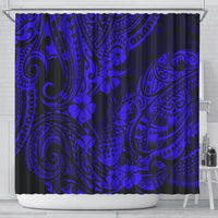 hawaii-pineapple-shower-curtain-paradise-flowers-pacific-with-navy-blue-polynesian-tribal