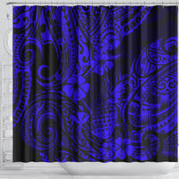 hawaii-pineapple-shower-curtain-paradise-flowers-pacific-with-navy-blue-polynesian-tribal