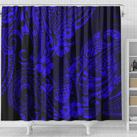 hawaii-pineapple-shower-curtain-paradise-flowers-pacific-with-navy-blue-polynesian-tribal