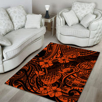 Hawaii Pineapple Area Rug Paradise Flowers Pacific With Orange Polynesian Tribal - Wonder Print Shop