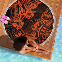 Hawaii Pineapple Beach Blanket Paradise Flowers Pacific With Orange Polynesian Tribal - Wonder Print Shop