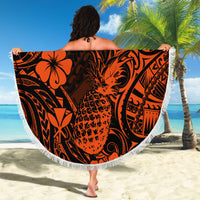 Hawaii Pineapple Beach Blanket Paradise Flowers Pacific With Orange Polynesian Tribal - Wonder Print Shop