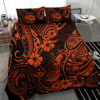 Hawaii Pineapple Bedding Set Paradise Flowers Pacific With Orange Polynesian Tribal - Wonder Print Shop
