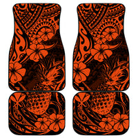Hawaii Pineapple Car Mats Paradise Flowers Pacific With Orange Polynesian Tribal - Wonder Print Shop
