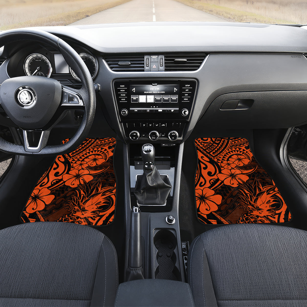 Hawaii Pineapple Car Mats Paradise Flowers Pacific With Orange Polynesian Tribal - Wonder Print Shop