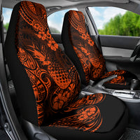 Hawaii Pineapple Car Seat Cover Paradise Flowers Pacific With Orange Polynesian Tribal - Wonder Print Shop