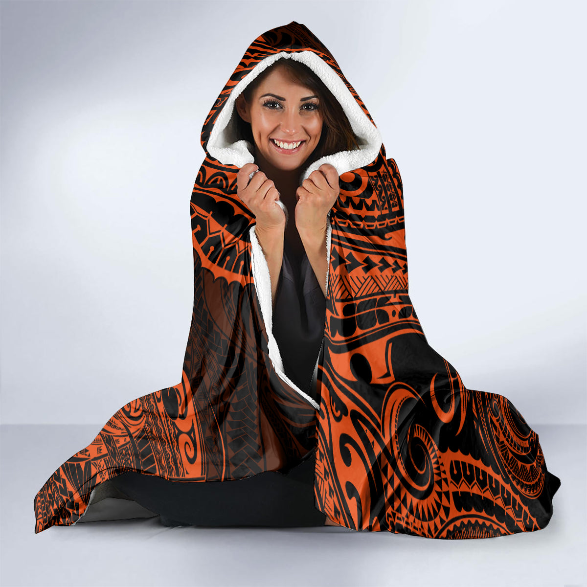 hawaii-pineapple-hooded-blanket-paradise-flowers-pacific-with-orange-polynesian-tribal