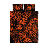 Hawaii Pineapple Quilt Bed Set Paradise Flowers Pacific With Orange Polynesian Tribal - Wonder Print Shop