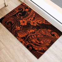 Hawaii Pineapple Rubber Doormat Paradise Flowers Pacific With Orange Polynesian Tribal - Wonder Print Shop