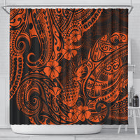 hawaii-pineapple-shower-curtain-paradise-flowers-pacific-with-orange-polynesian-tribal