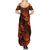 Hawaii Pineapple Summer Maxi Dress Paradise Flowers Pacific With Orange Polynesian Tribal - Wonder Print Shop