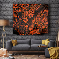 Hawaii Pineapple Tapestry Paradise Flowers Pacific With Orange Polynesian Tribal - Wonder Print Shop
