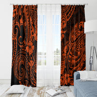 Hawaii Pineapple Window Curtain Paradise Flowers Pacific With Orange Polynesian Tribal - Wonder Print Shop