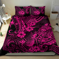 Hawaii Pineapple Bedding Set Paradise Flowers Pacific With Pink Polynesian Tribal - Wonder Print Shop