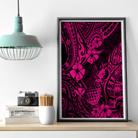 Hawaii Pineapple Canvas Wall Art Paradise Flowers Pacific With Pink Polynesian Tribal - Wonder Print Shop