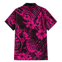 Hawaii Pineapple Family Matching Mermaid Dress and Hawaiian Shirt Paradise Flowers Pacific With Pink Polynesian Tribal - Wonder Print Shop