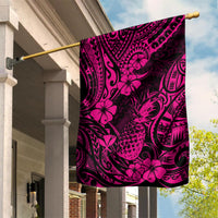 Hawaii Pineapple Garden Flag Paradise Flowers Pacific With Pink Polynesian Tribal - Wonder Print Shop