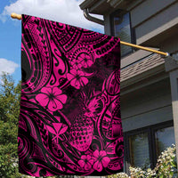 Hawaii Pineapple Garden Flag Paradise Flowers Pacific With Pink Polynesian Tribal - Wonder Print Shop