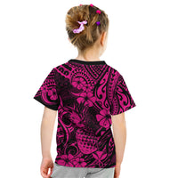 Hawaii Pineapple Kid T Shirt Paradise Flowers Pacific With Pink Polynesian Tribal - Wonder Print Shop