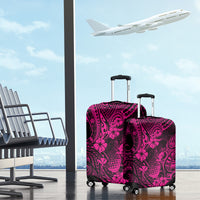 Hawaii Pineapple Luggage Cover Paradise Flowers Pacific With Pink Polynesian Tribal - Wonder Print Shop