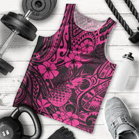 Hawaii Pineapple Men Tank Top Paradise Flowers Pacific With Pink Polynesian Tribal - Wonder Print Shop