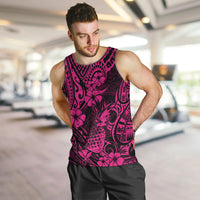 Hawaii Pineapple Men Tank Top Paradise Flowers Pacific With Pink Polynesian Tribal - Wonder Print Shop