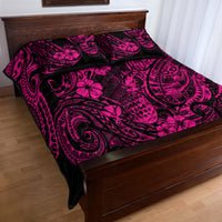 Hawaii Pineapple Quilt Bed Set Paradise Flowers Pacific With Pink Polynesian Tribal - Wonder Print Shop