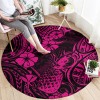 hawaii-pineapple-round-carpet-paradise-flowers-pacific-with-pink-polynesian-tribal