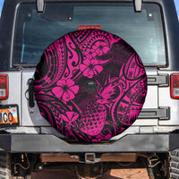 Hawaii Pineapple Spare Tire Cover Paradise Flowers Pacific With Pink Polynesian Tribal - Wonder Print Shop