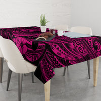 Hawaii Pineapple Tablecloth Paradise Flowers Pacific With Pink Polynesian Tribal - Wonder Print Shop