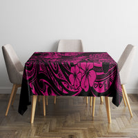 Hawaii Pineapple Tablecloth Paradise Flowers Pacific With Pink Polynesian Tribal - Wonder Print Shop