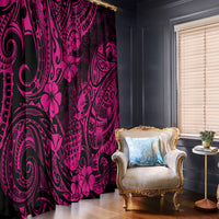Hawaii Pineapple Window Curtain Paradise Flowers Pacific With Pink Polynesian Tribal - Wonder Print Shop