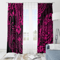 Hawaii Pineapple Window Curtain Paradise Flowers Pacific With Pink Polynesian Tribal - Wonder Print Shop