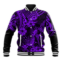 Hawaii Pineapple Baseball Jacket Polynesian Pattern Purple Version - Wonder Print Shop