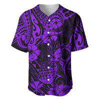 Hawaii Pineapple Baseball Jersey Polynesian Pattern Purple Version - Wonder Print Shop