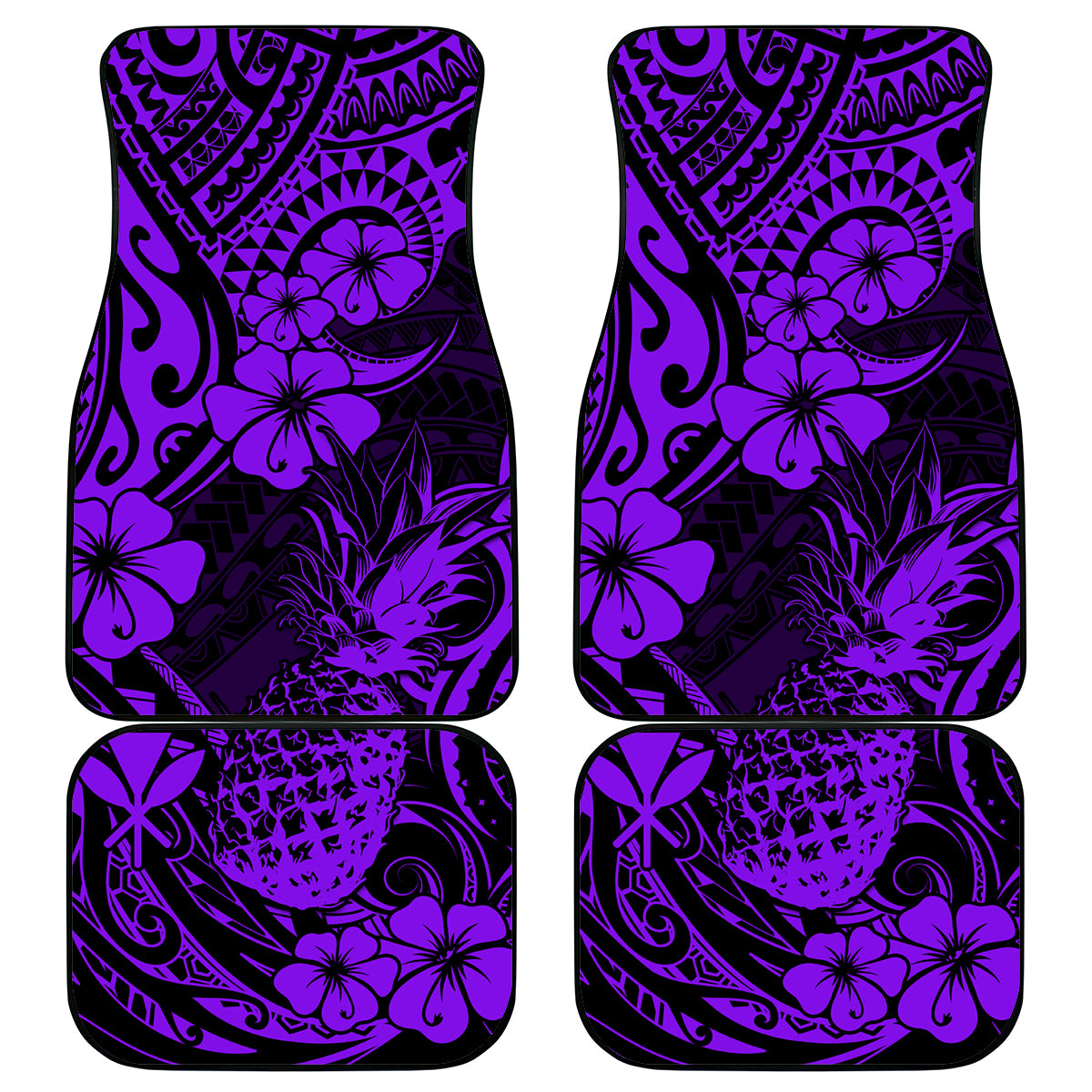 Hawaii Pineapple Car Mats Polynesian Pattern Purple Version - Wonder Print Shop