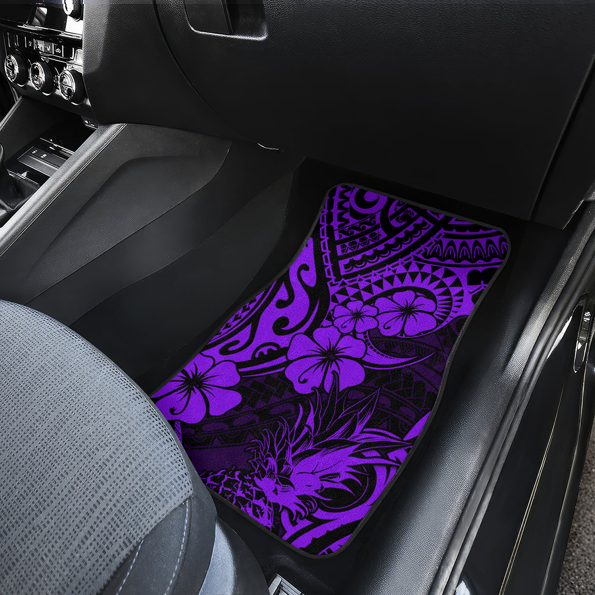 Hawaii Pineapple Car Mats Polynesian Pattern Purple Version - Wonder Print Shop