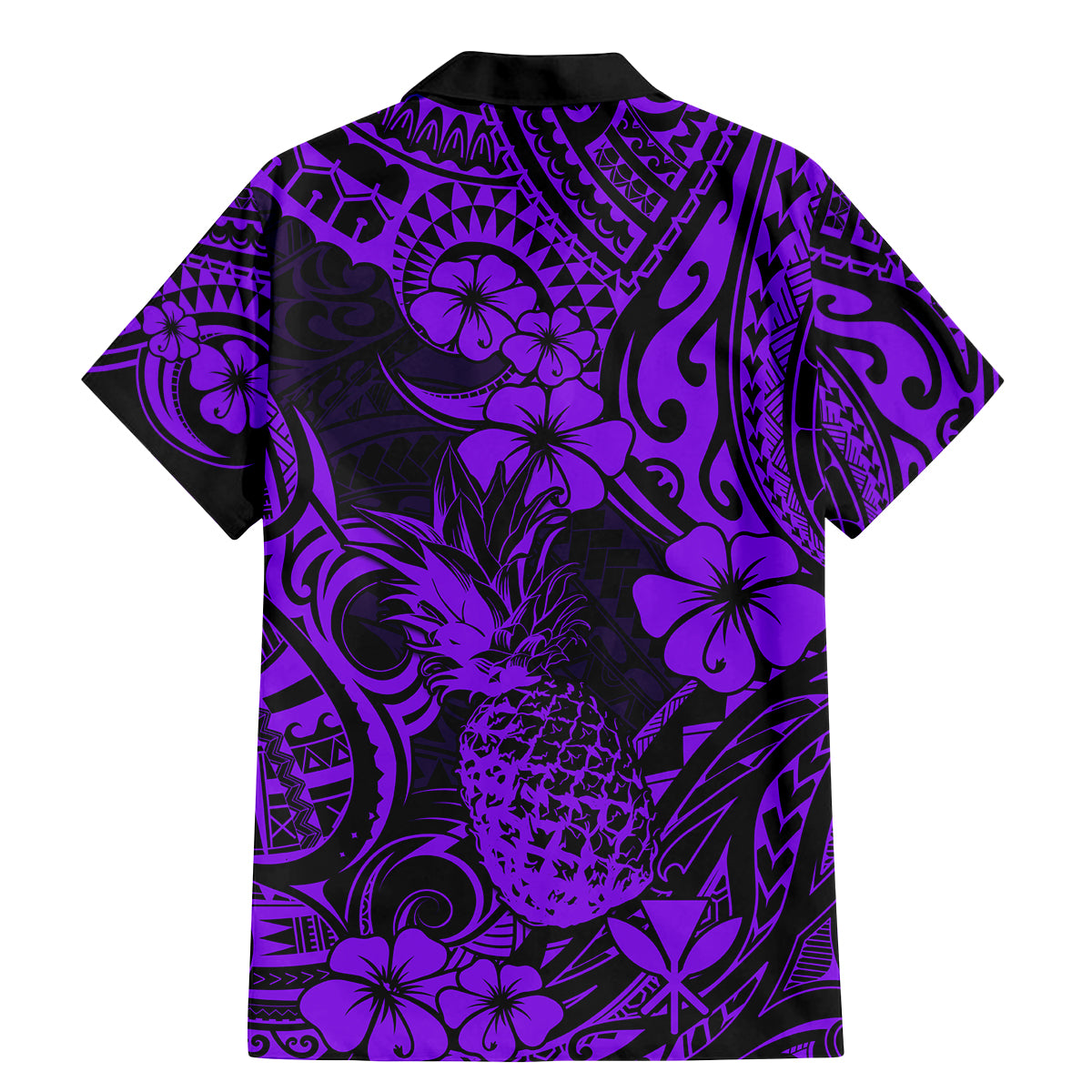 Hawaii Pineapple Family Matching Mermaid Dress and Hawaiian Shirt Polynesian Pattern Purple Version - Wonder Print Shop