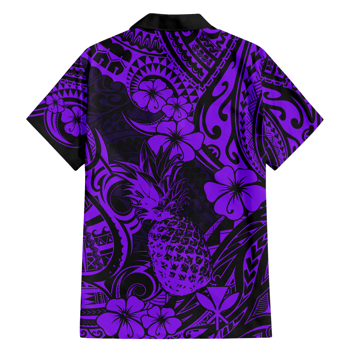 Hawaii Pineapple Family Matching Off Shoulder Maxi Dress and Hawaiian Shirt Polynesian Pattern Purple Version - Wonder Print Shop