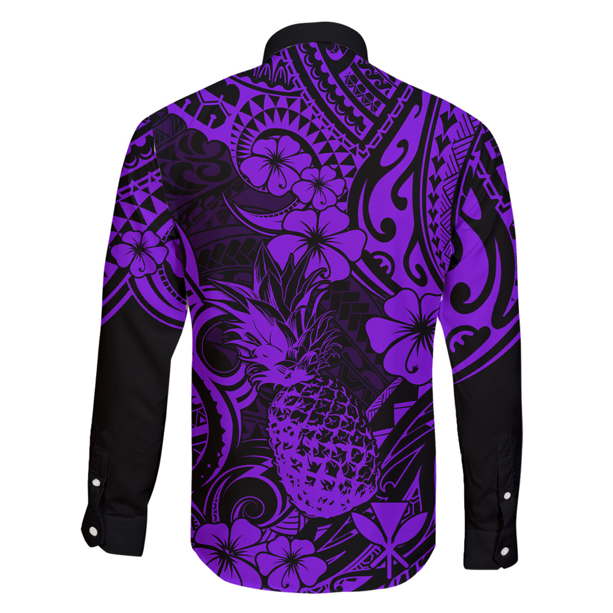 Hawaii Pineapple Family Matching Summer Maxi Dress and Hawaiian Shirt Polynesian Pattern Purple Version - Wonder Print Shop