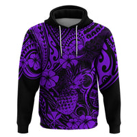 Hawaii Pineapple Hoodie Polynesian Pattern Purple Version - Wonder Print Shop