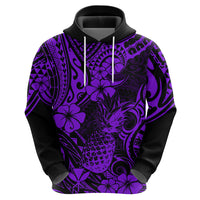 Hawaii Pineapple Hoodie Polynesian Pattern Purple Version - Wonder Print Shop