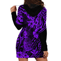 Hawaii Pineapple Hoodie Dress Polynesian Pattern Purple Version - Wonder Print Shop