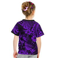 Hawaii Pineapple Kid T Shirt Polynesian Pattern Purple Version - Wonder Print Shop