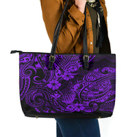 Hawaii Pineapple Leather Tote Bag Polynesian Pattern Purple Version - Wonder Print Shop