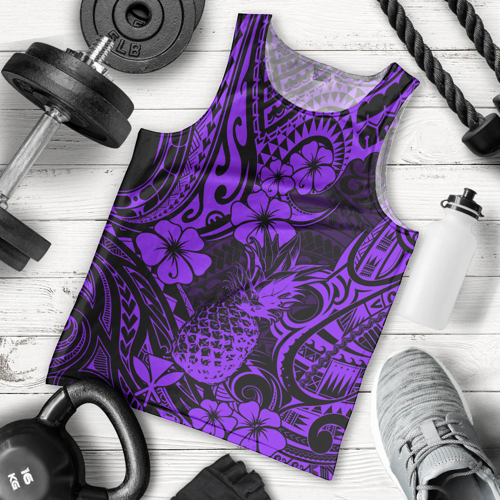 Hawaii Pineapple Men Tank Top Polynesian Pattern Purple Version - Wonder Print Shop