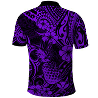 Hawaii Pineapple Polo Shirt Polynesian Pattern Purple Version - Wonder Print Shop