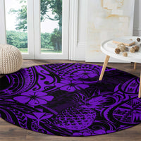 hawaii-pineapple-round-carpet-polynesian-pattern-purple-version