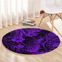 hawaii-pineapple-round-carpet-polynesian-pattern-purple-version