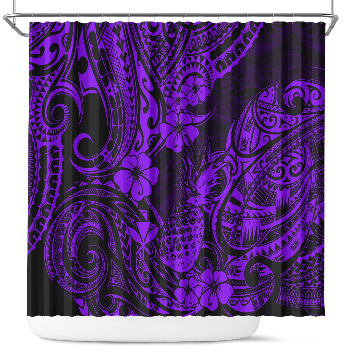 hawaii-pineapple-shower-curtain-polynesian-pattern-purple-version